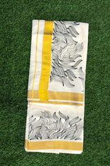 Kerala Set Saree with Black Thread Embroidery Designs