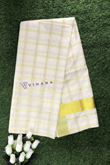Traditional Kerala Cotton Check Patterned Set Saree