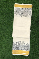 Kerala Set Saree with Black Thread Embroidery Designs