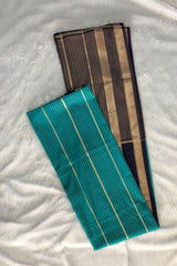 Ocean Teal-Blue Semi Mysore Silk Saree