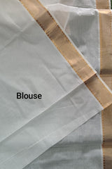Elegant Kerala Cotton Set Saree with Gold Kasavu Border and Multicolor Leaf Prints