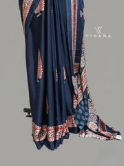 Premium Gajji Modal Silk Saree – Navy Blue Color-VS527