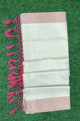 Handloom Golden Tissue Set Saree with Pink and Gold Borders