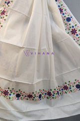 Multi color Floral Design Kerala Cotton Set Mundu