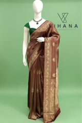 Maroon colour Banarasi silk saree