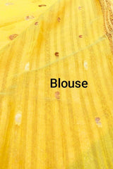 Yellow Cotton Linen Saree