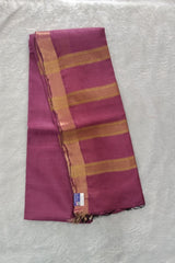 Dark Magenta Maheshwari Semi Tussar Silk Saree