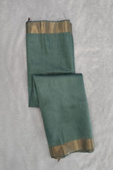 Pastel Teal Blue Maheswari Semi Tussar Silk Saree