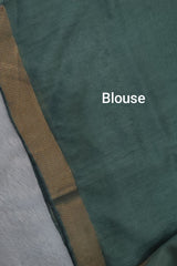 Pastel Teal Blue Maheswari Semi Tussar Silk Saree
