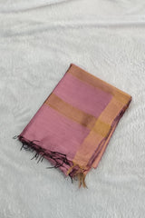 Pastel Mouve Pink Maheswari Semi Tussar Silk Saree