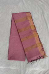 Pastel Mouve Pink Maheswari Semi Tussar Silk Saree