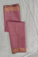 Pastel Mouve Pink Maheswari Semi Tussar Silk Saree