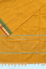 Pure Chettinadu Cotton Mango Yellow Check Zari Border Saree