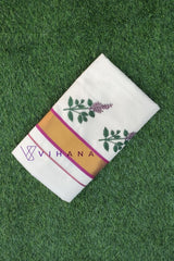 Tulsi Motifs Hand-painted Cotton Set Saree