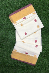Elegant Kerala Kasavu Saree With Elephant Motifs