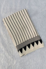 Elegant Off-White and Black Combination Semi Modal Crepe Silk Saree