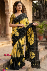 Kota Silk Tie and Dye Bandni Print Saree