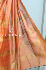 Rust Orange Maheswari Katan Silk Saree