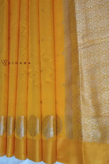 Yellow Banarasi Katan Silk Saree