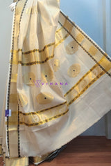 Premium Tissue Set saree with Golden Zari Borders and Paisley Motifs