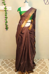 Brown Maheswari Katan Silk Saree