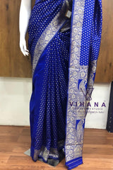 Royal blue Banarasi silk saree