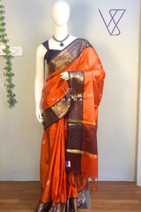 Orange Banarasi Katan Semi Silk Saree