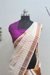 Kerala Cotton Set Mundu with Classic Check and Rich Kasavu Border