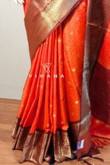 Orange Banarasi Khatan Semi Silk Saree