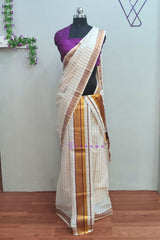 Kerala Cotton Set Mundu with Classic Check and Rich Kasavu Border
