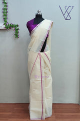 Puliyilakara Set Mundu with Magenta Kara