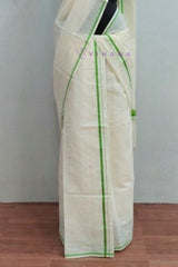Parrot Green Puliyilakara Set Saree