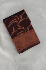 Rich Chocolate Brown Semi Banarassi Silk Saree