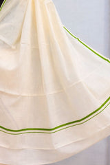 Parrot Green Puliyilakara Set Saree