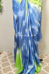 Blue Green Kota Silk Tie and Dye Bandni Print Saree