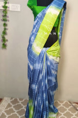 Blue Green Kota Silk Tie and Dye Bandni Print Saree