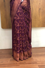 Regal Purple Semi Banarassi Silk Saree