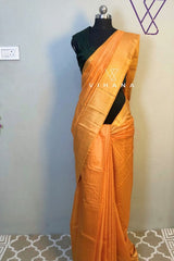 Yellow Orange Kota Mini Check Mangalagiri Silk