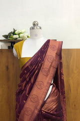 Regal Purple Semi Banarassi Silk Saree
