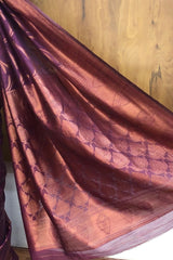 Regal Purple Semi Banarassi Silk Saree