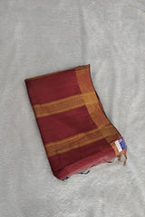 Brick Red Maheswari Semi Tussar Silk Saree