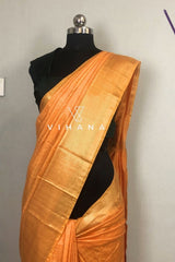 Yellow Orange Kota Mini Check Mangalagiri Silk