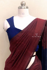 Dark Maroon Khadi Cotton Saree