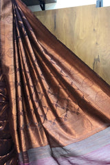 Rich Chocolate Brown Semi Banarassi Silk Saree