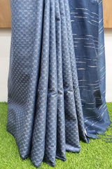 Gray Silk Jacquard Weaving Bhagalpuri Saree