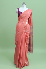 Peach Kota Munga Silk Sareee