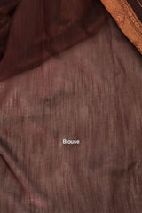 Rich Chocolate Brown Semi Banarassi Silk Saree