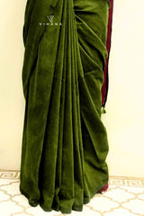 Olive Green Khadi Cotton Saree