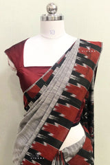 Grey Sambalpuri Cotton Saree