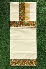 Traditional Kerala Cotton Set Saree with Kalamkari Borders